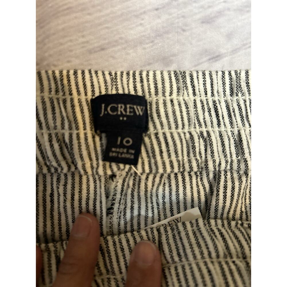 NWT J. Crew Re-Imagined Striped Linen Blend Drawstring Cropped Pants Size 10 - Picture 4 of 5